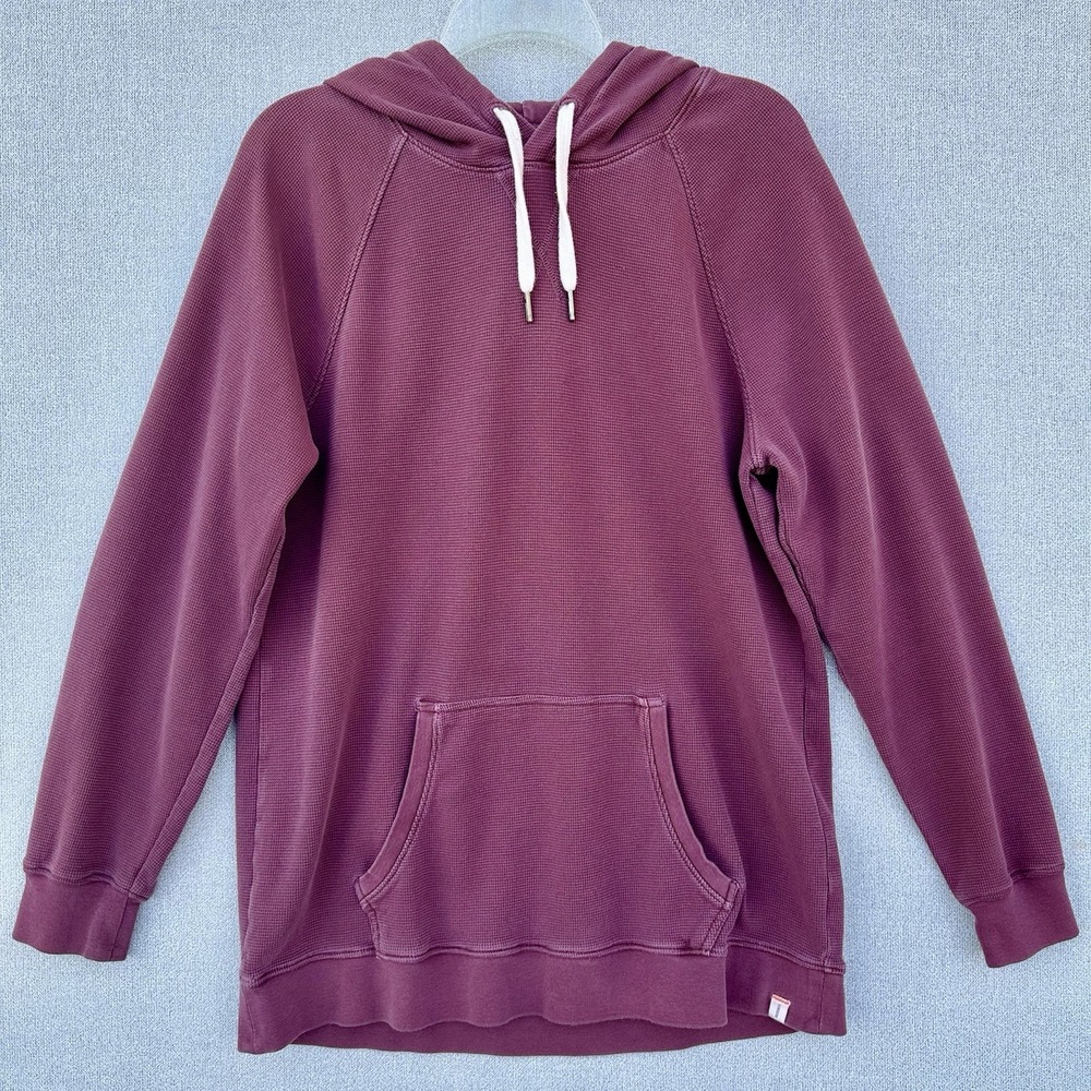 The Normal Brand Mens Classic Waffle Knit Thermal Hoodie Pullover Maroon Size L